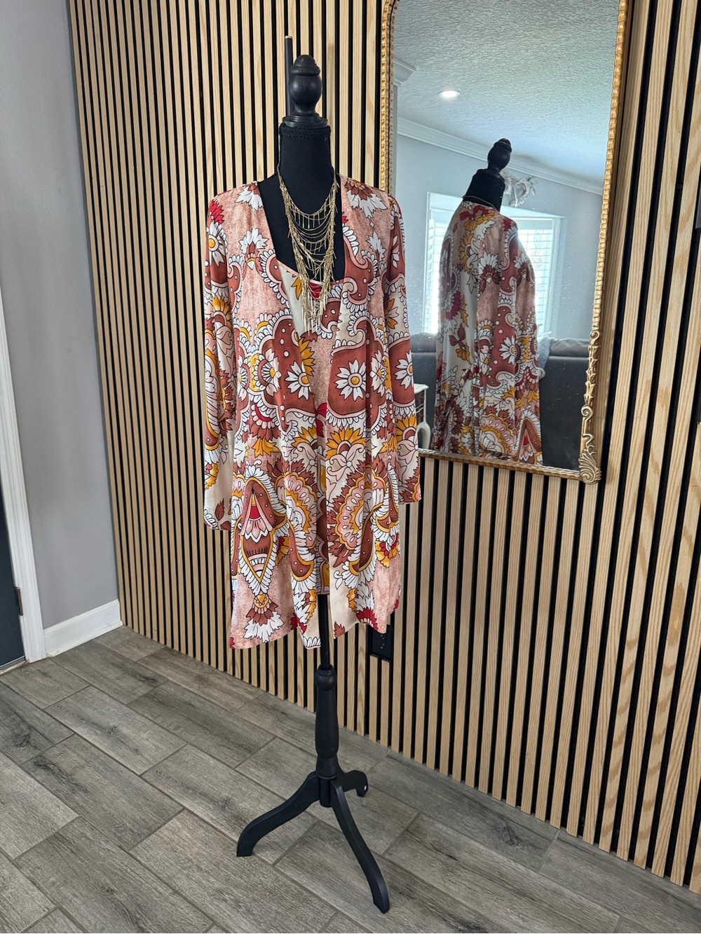 BCBG slip dress and marching Jacket